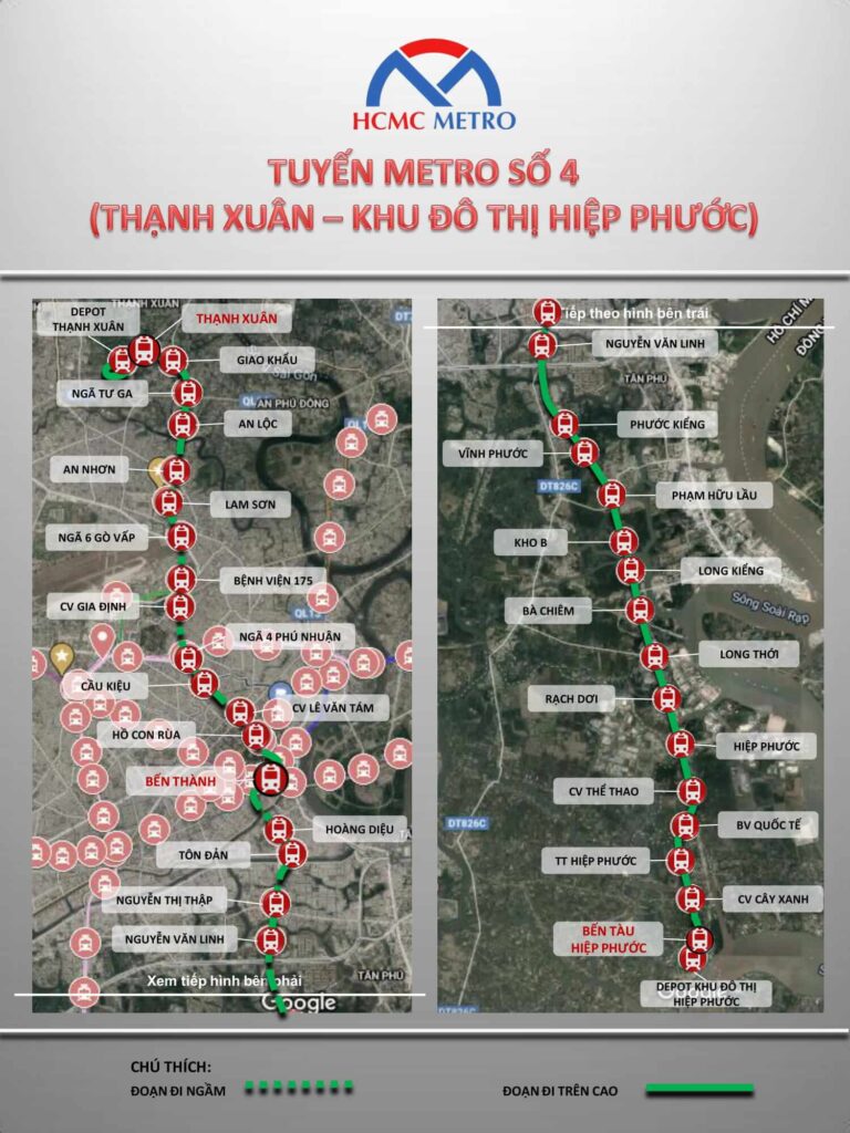 Bản đồ tuyến Metro số 4 chuẩn bị được triển khai